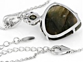 Pre-Owned Blue Labradorite Rhodium Over Sterling Silver Pendant With Chain