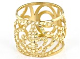 Pre-Owned 10K Yellow Gold 15.8MM Diamond-Cut Fleur-de-Lis Dome Band Ring