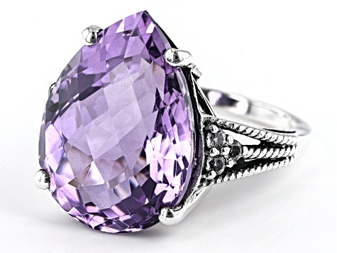 Pre-Owned Purple Amethyst Rhodium Over Sterling Silver Ring 12.15ctw