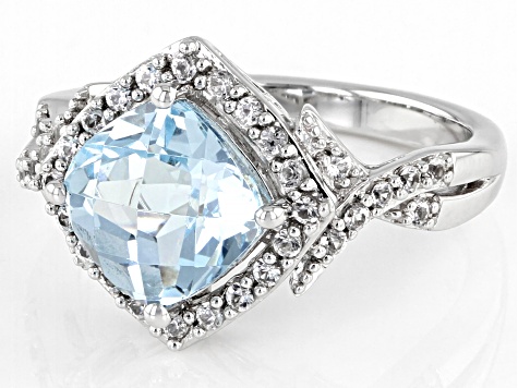 Pre-Owned Sky Blue Glacier Topaz Rhodium Over Sterling Silver Ring 3.03ctw