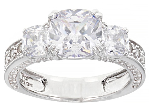 Pre-Owned White Cubic Zirconia Rhodium Over Sterling Silver Ring 7.91ctw