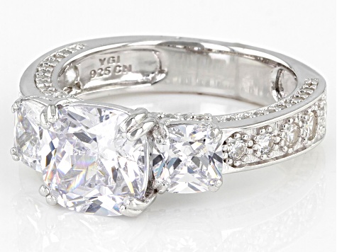 Pre-Owned White Cubic Zirconia Rhodium Over Sterling Silver Ring 7.91ctw