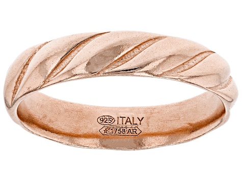 Pre-Owned 18K Rose Gold Over Sterling Silver 4.3MM Spiral Band Ring