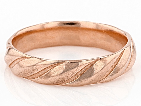 Pre-Owned 18K Rose Gold Over Sterling Silver 4.3MM Spiral Band Ring