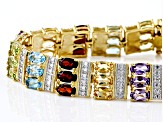 Pre-Owned Blue Topaz 18k Yellow Gold Over Silver Two-Tone Bracelet 14.95ctw