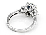 Pre-Owned Moissanite And Blue Sapphire Platineve Engagement Ring 2.40ctw DEW