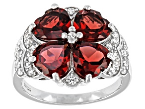 Pre-Owned Red Garnet Rhodium Over Silver Ring 4.90ctw