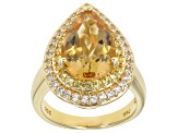 Pre-Owned Yellow Citrine 18k Yellow Gold Over Sterling Silver Ring 4.09ctw