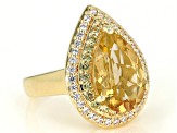 Pre-Owned Yellow Citrine 18k Yellow Gold Over Sterling Silver Ring 4.09ctw