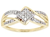 Pre-Owned White Diamond 10k Yellow Gold Cluster Ring 0.10ctw