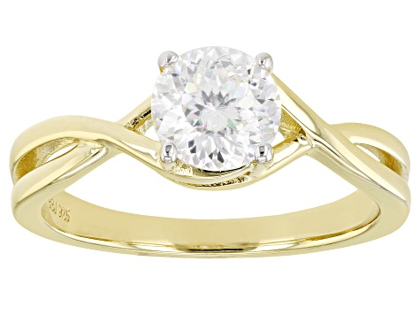 Pre-Owned Moissanite 14k Yellow Gold Over Sterling Silver Solitaire Ring 1.20ct DEW.