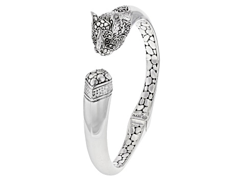 Pre-Owned Sterling Silver "Never Forsaken" Cat Cuff Bracelet