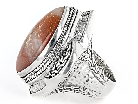 Pre-Owned Multi-Color Brecciated Jasper Silver Ring