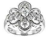 Pre-Owned Moissanite platineve floral design ring .47ctw DEW