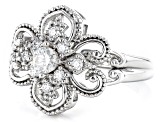 Pre-Owned Moissanite platineve floral design ring .47ctw DEW