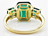 Pre-Owned Green Lab Created Emerald 18k Yellow Gold Over Sterling Silver Ring 2.76ctw