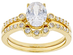 Pre-Owned White Cubic Zirconia 18K Yellow Gold Over Sterling Silver Ring With Band 2.62ctw