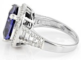 Pre-Owned Bella Luce® Tanzanite and White Diamond Simulants Rhodium Over Silver Ring 11.37ctw