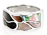 Pre-Owned Tahitian Mother-Of-Pearl Rhodium Over Sterling Silver Ring