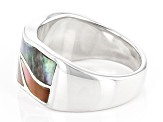 Pre-Owned Tahitian Mother-Of-Pearl Rhodium Over Sterling Silver Ring