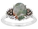 Pre-Owned Aquaprase® With Champagne & White Diamond Sterling Silver Ring 0.16ctw
