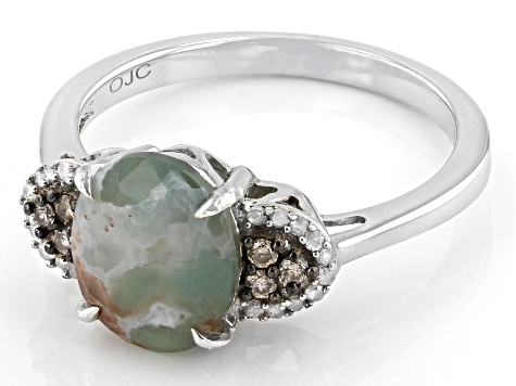 Pre-Owned Aquaprase® With Champagne & White Diamond Sterling Silver Ring 0.16ctw