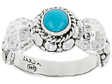 Pre-Owned 5mm Blue Sleeping Beauty Turquoise Silver Ring