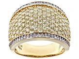 Pre-Owned Natural Yellow And White Diamond 14k Yellow Gold Wide Band Ring 2.45ctw
