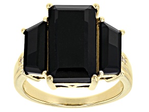 Pre-Owned Black Spinel 18k Yellow Gold Over Sterling Silver Ring 9.74ctw