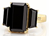 Pre-Owned Black Spinel 18k Yellow Gold Over Sterling Silver Ring 9.74ctw