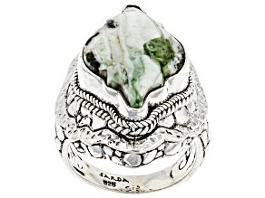 Pre-Owned Green Opal Sterling Silver Ring