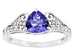 Pre-Owned Blue Tanzanite Rhodium Over Sterling Silver Ring 1.17ctw