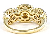 Pre-Owned Natural Yellow And White Diamond 10k Yellow Gold Cluster Ring 1.50ctw