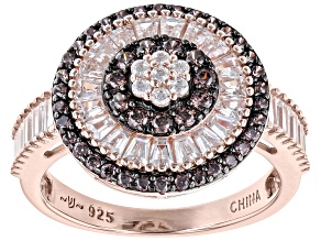 Pre-Owned Mocha And White Cubic Zirconia 18k Rose Gold Over Sterling Silver Ring 2.41ctw