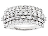 Pre-Owned White Diamond 900 Platinum Multi-Row Wide Band Ring 1.50ctw