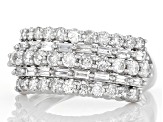 Pre-Owned White Diamond 900 Platinum Multi-Row Wide Band Ring 1.50ctw