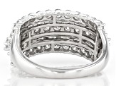 Pre-Owned White Diamond 900 Platinum Multi-Row Wide Band Ring 1.50ctw