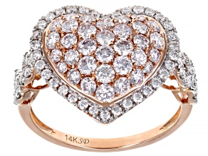 Pre-Owned Natural Pink And White Diamond 14k Rose Gold Ring 1.43ctw