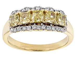 Pre-Owned Natural Yellow And White Diamond 14K Yellow Gold Band Ring 1.35ctw