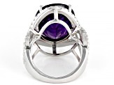 Pre-Owned Purple Amethyst Rhodium Over Sterling Silver Ring 16.00ctw