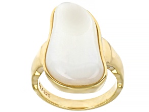 Pre-Owned Mother-Of-Pearl 18k Yellow Gold Over Sterling Silver Ring