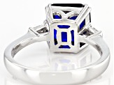 Pre-Owned Blue Lab Created Spinel Rhodium Over Sterling Silver Ring 3.75ctw
