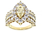 Pre-Owned Canary And White Cubic Zirconia 18k Yellow Gold Over Sterling Silver Ring 8.50ctw