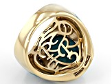 Pre-Owned Blue Turquoise 18k Yellow Gold Over Silver Inlay Ring