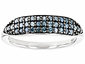 Pre-Owned Blue Diamond Rhodium Over Sterling Silver Band Ring 0.50ctw