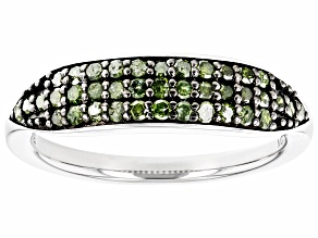 Pre-Owned Green Diamond Rhodium Over Sterling Silver Band Ring 0.50ctw
