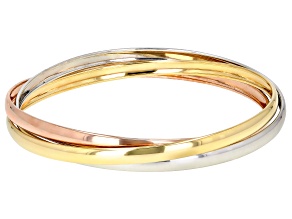 Pre-Owned 14K Yellow Gold, Rhodium Over 14K White Gold, & 14K Rose Gold Over 14K Yellow Gold Bracele