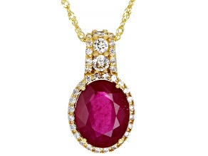 Pre-Owned Red Mahaleo® Ruby 10k Yellow Gold Slide/Pendant with Chain 3.56ctw