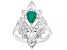 Pre-Owned Green Emerald "May Birthstone" Sterling Silver Ring 0.58ct