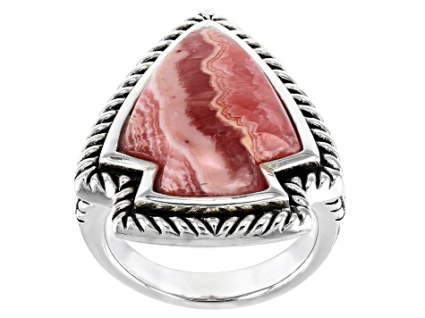 Pre-Owned Rhodochrosite Rhodium Over Silver Ring 20x15mm
